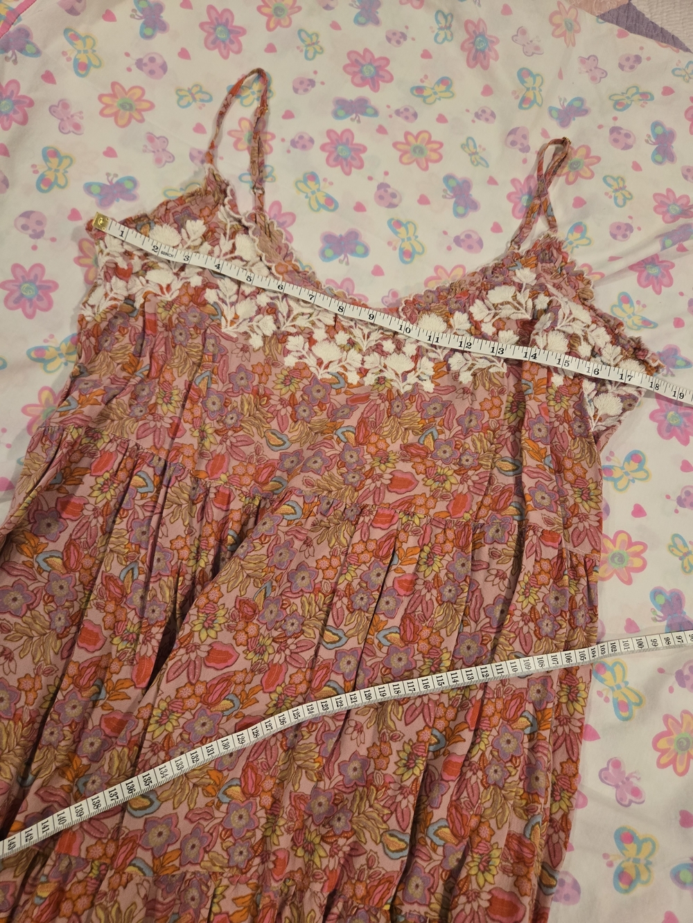 *NATURAL LIFE* Pink and Orange Floral Embroidered Mini Dress - Picture 5 of 7